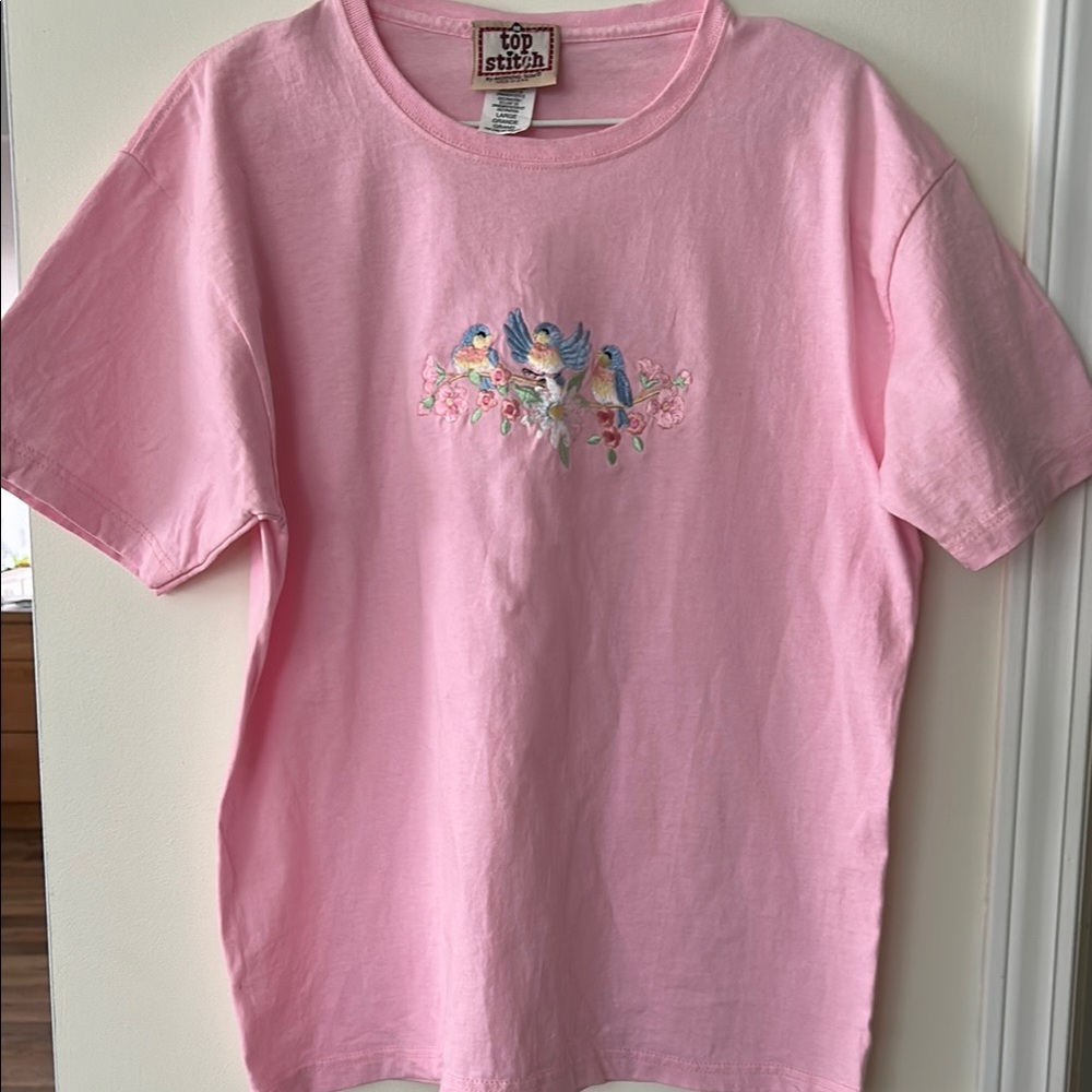 Vintage Top Stitch by Morning Sun embroidered women’s T shirt